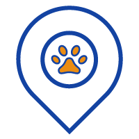 icon - location marker with paw in middle