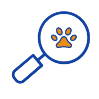 icon - magnifying glass with paw in middle 